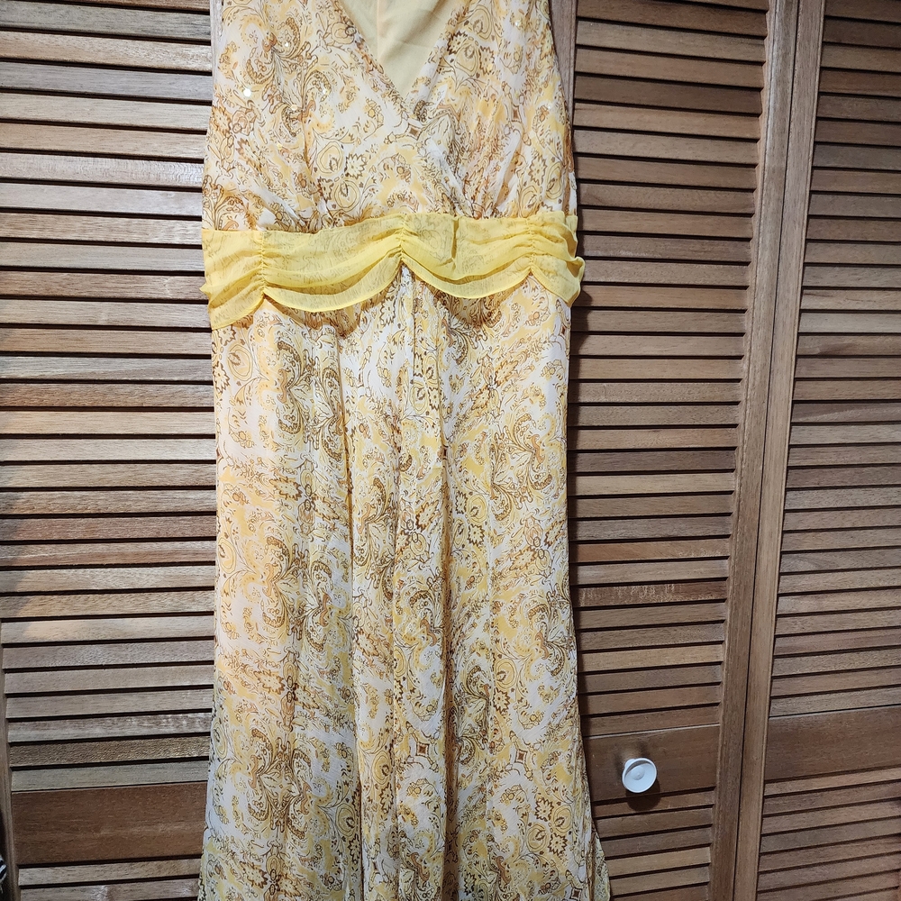 jonathan martin Yellow Paisley V-Neck Maxi Dress